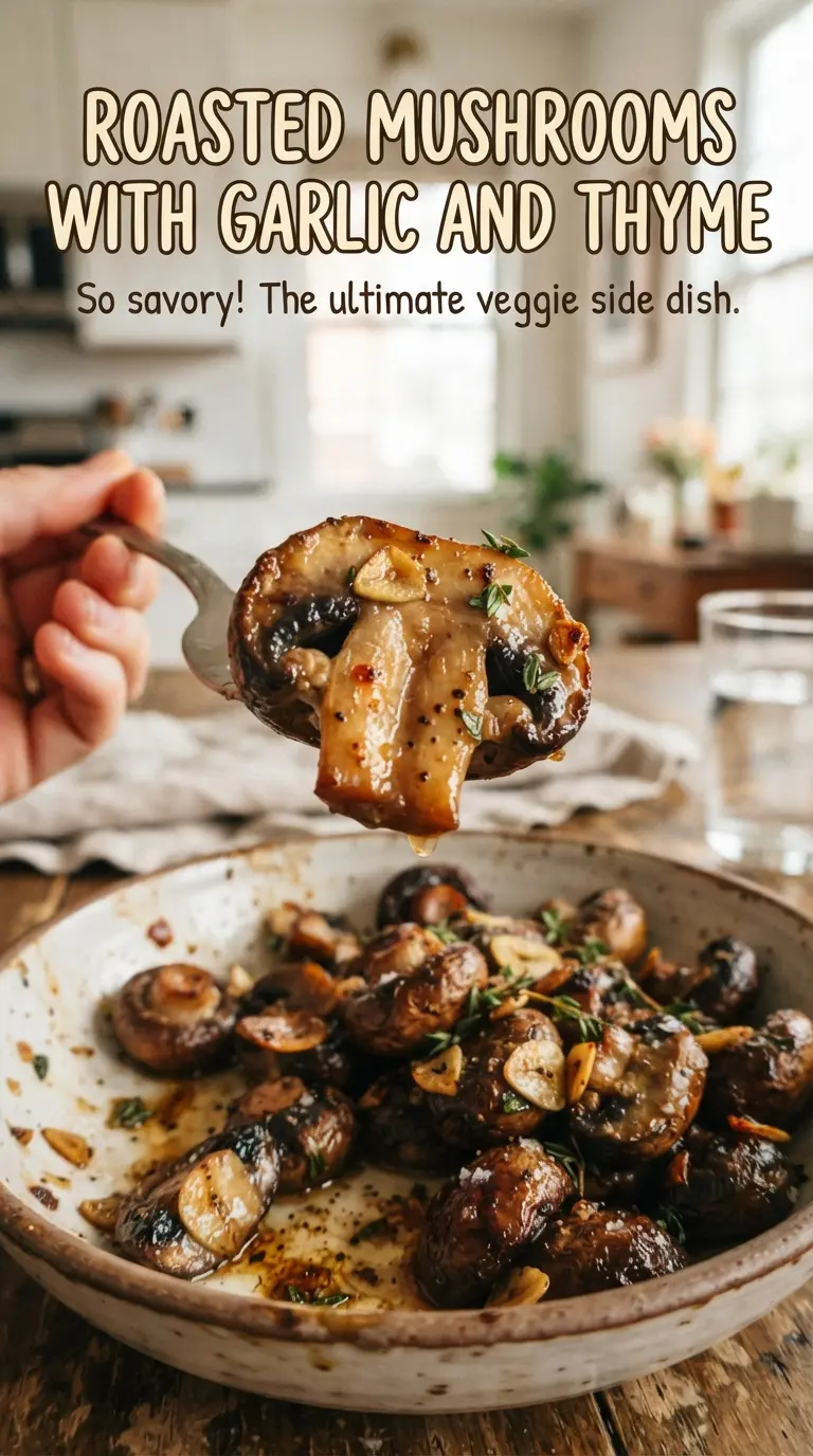 Roasted Mushrooms with Garlic and Thyme savory browned