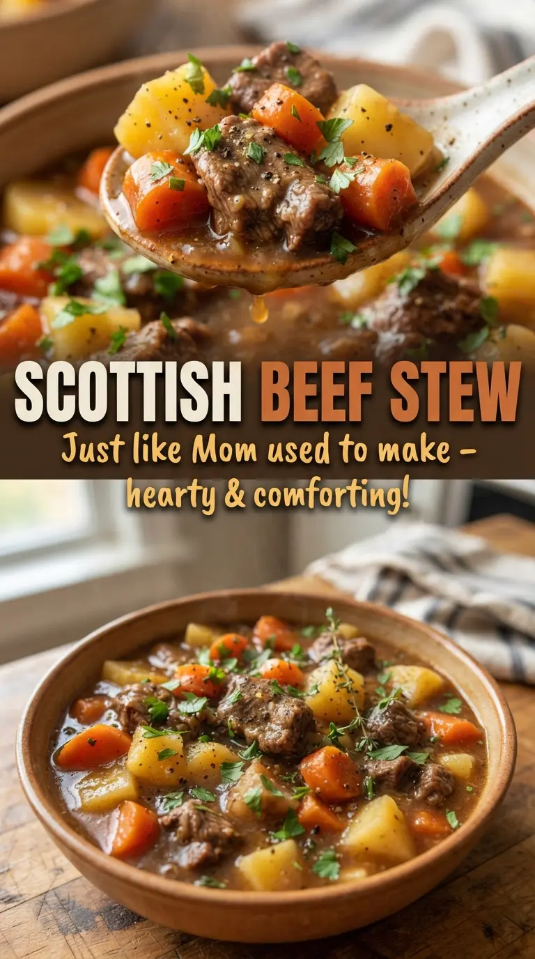 Scottish beef stew hearty barley rustic