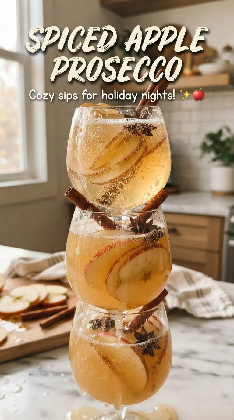 Spiced Apple Prosecco bubbly cinnamon-sugar apple slices